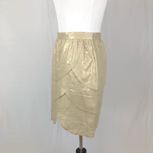 Anthro | Edme & Esyllte Gold Tulip Tiered Skirt - Picture 2 of 6